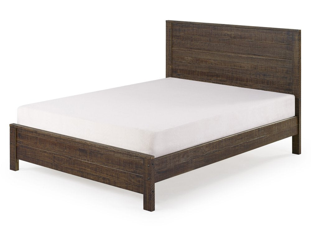 White Shiplap Texture Distressed Solid Wood Queen Bed Frame