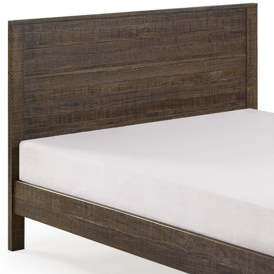 White Shiplap Texture Distressed Solid Wood Queen Bed Frame
