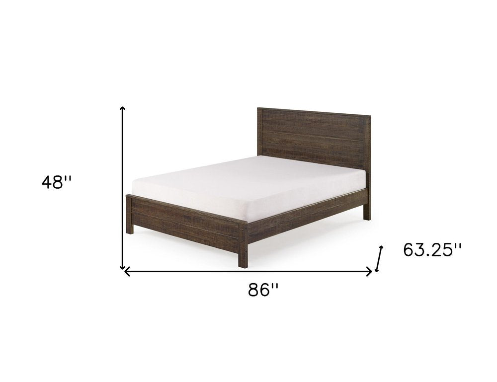 White Shiplap Texture Distressed Solid Wood Queen Bed Frame