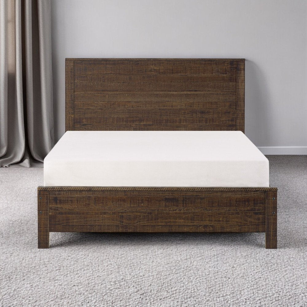 White Shiplap Texture Distressed Solid Wood Queen Bed Frame