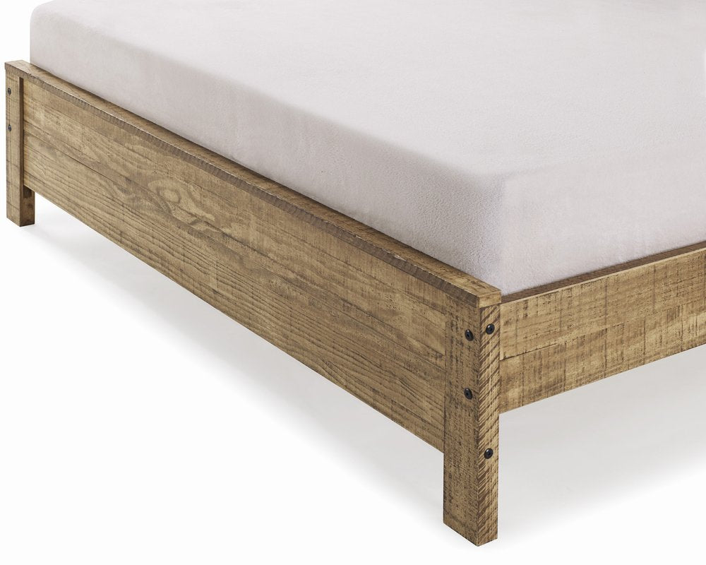 White Shiplap Texture Distressed Solid Wood Queen Bed Frame