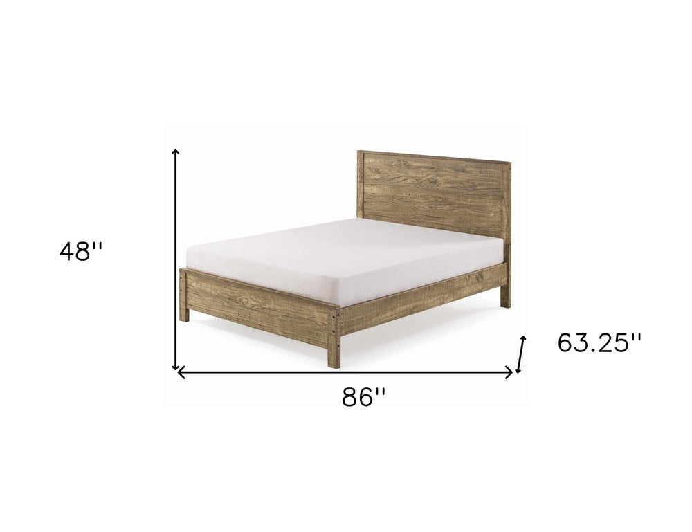 White Shiplap Texture Distressed Solid Wood Queen Bed Frame