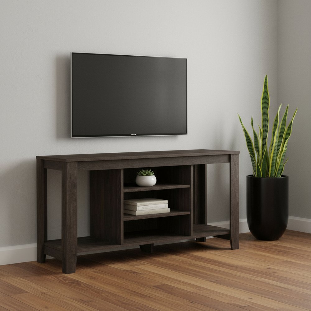 48" Brown Open Shelving TV Stand