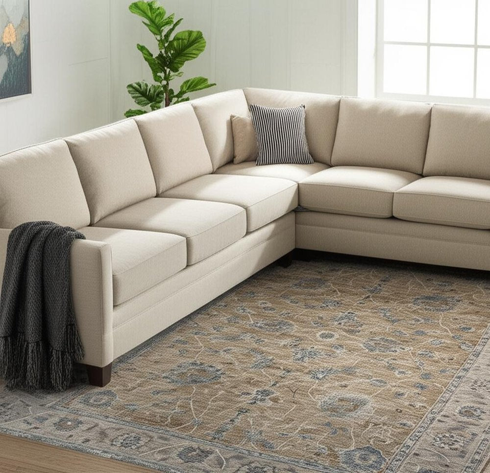 8' X 10' Gold Southwestern Power Loom Stain Resistant Area Rug