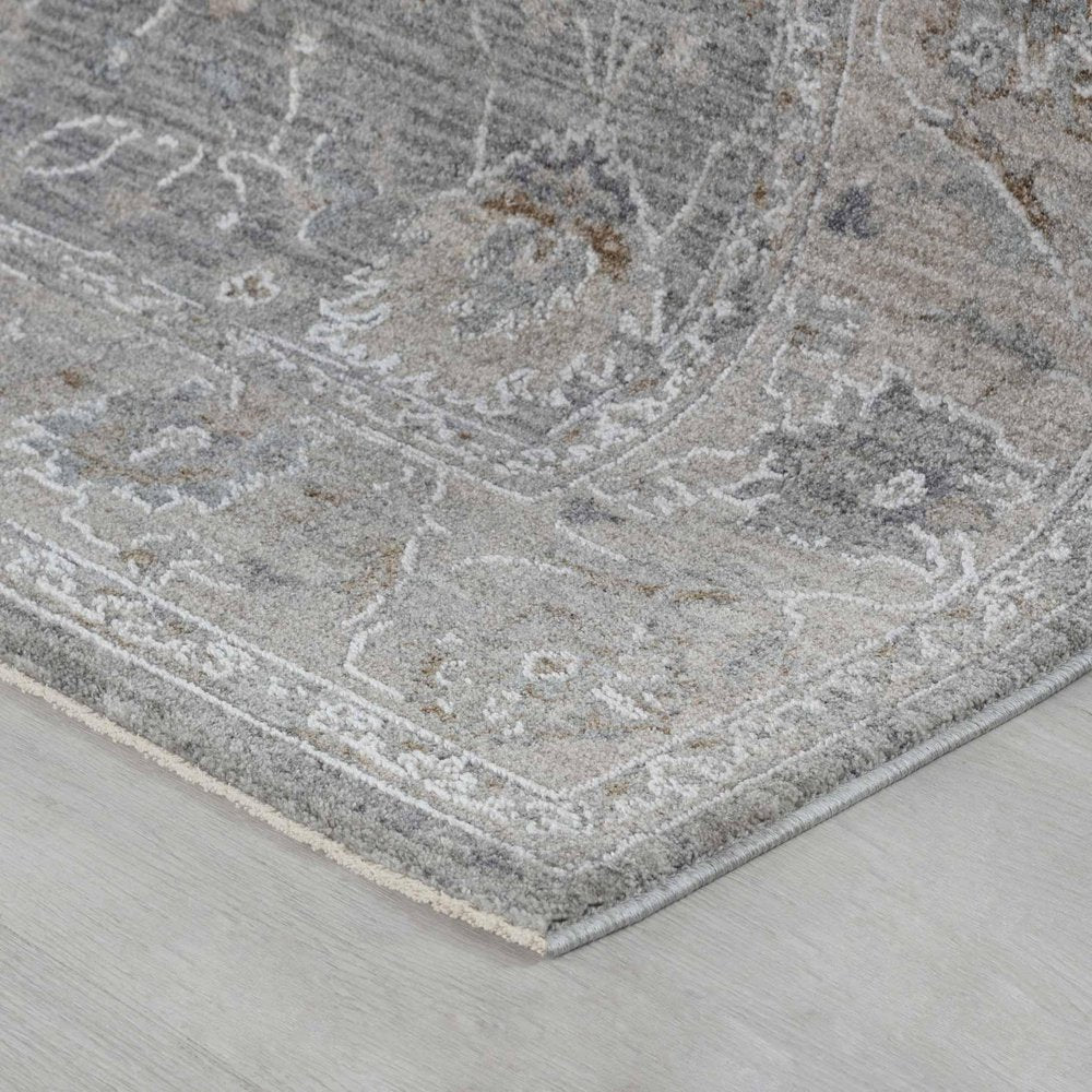 9' X 12' Blue Gray Southwestern Floral Stain Resistant Area Rug