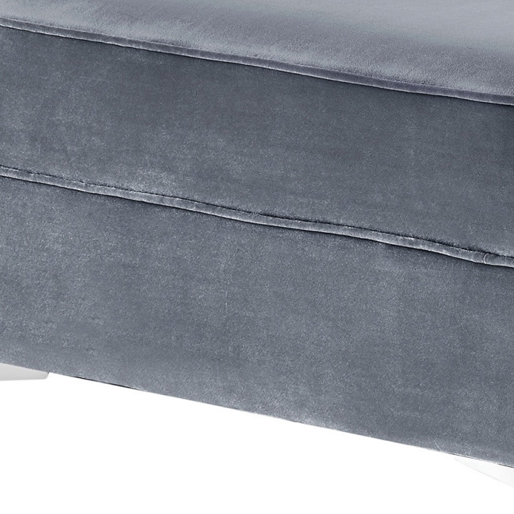 30" Gray Velvet And Silver Storage