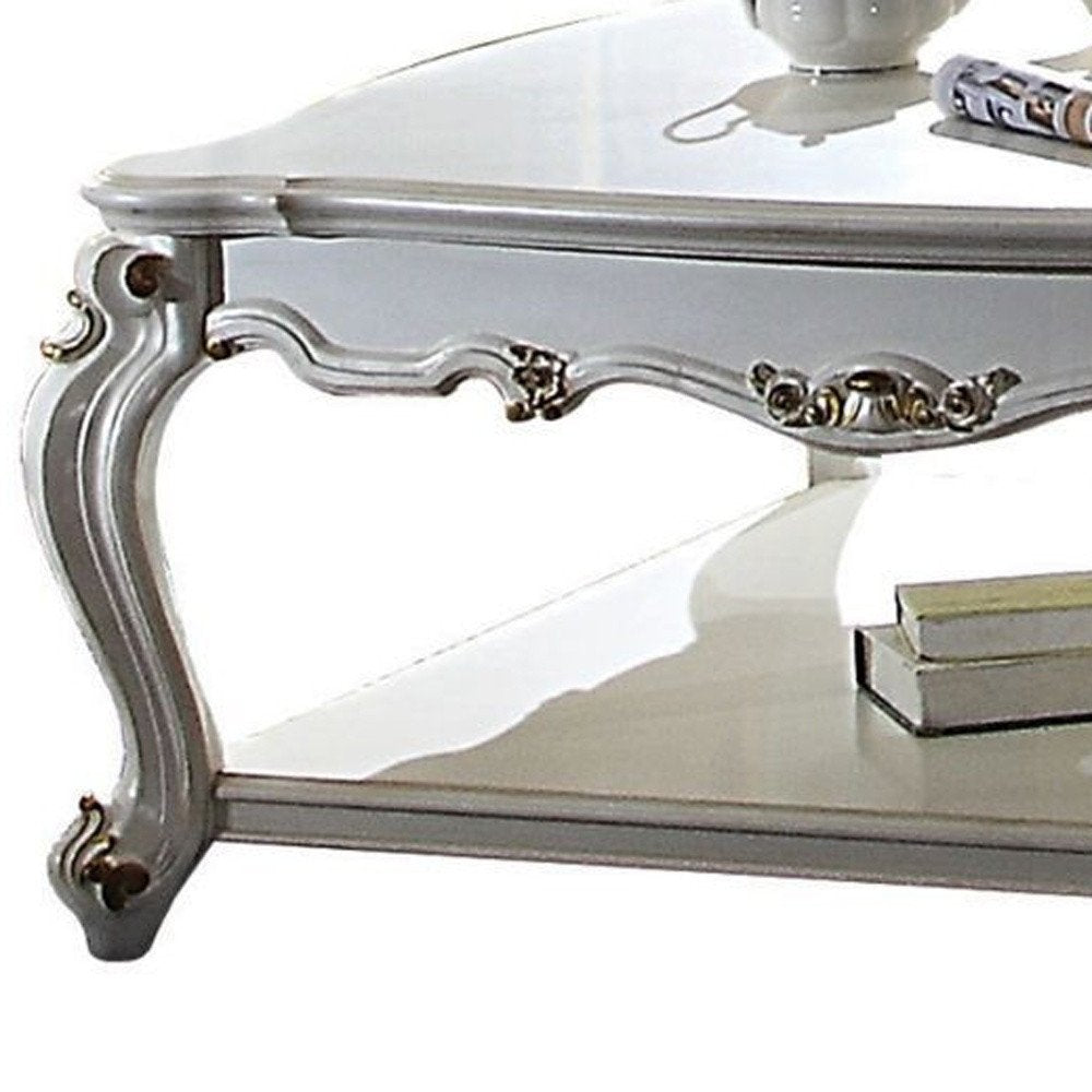 47" Pearl Wood Coffee Table With Shelf