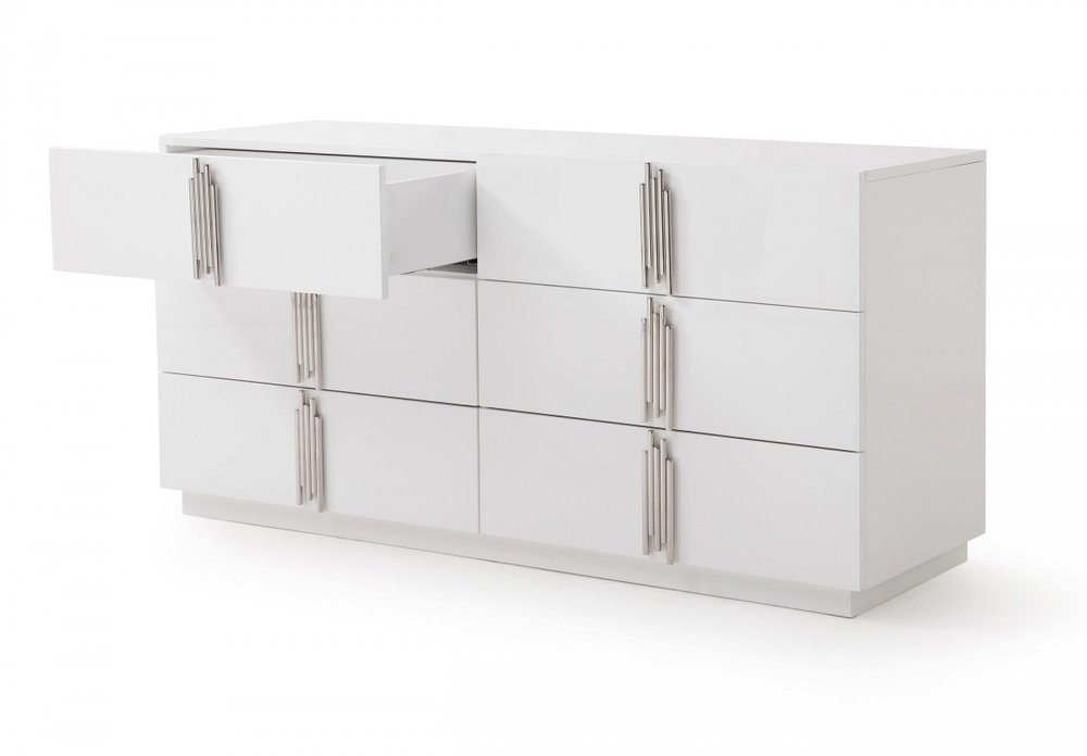 64" White Solid and Manufactured Wood Six Drawer Double Dresser