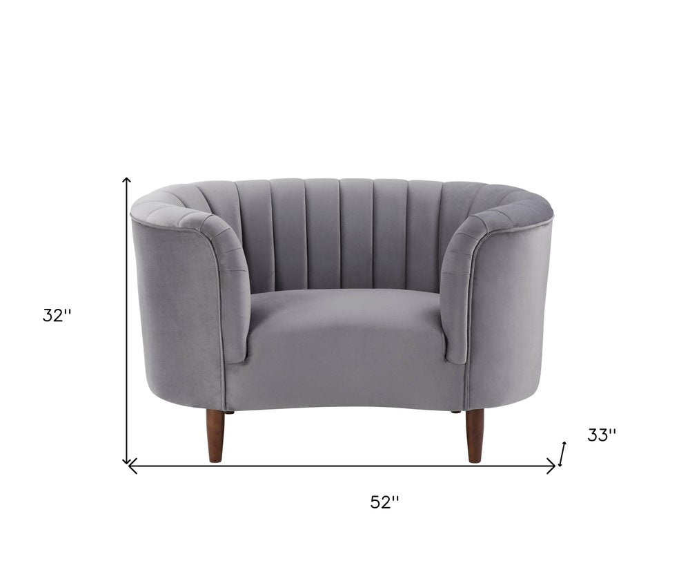 52" Gray and Black Velvet Striped Arm Chair