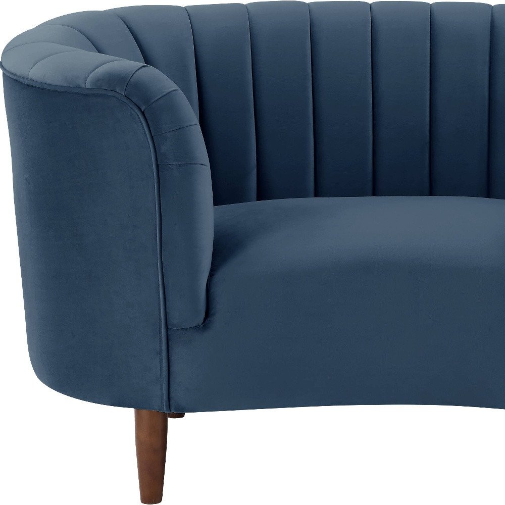 52" Blue and Black Velvet Striped Arm Chair