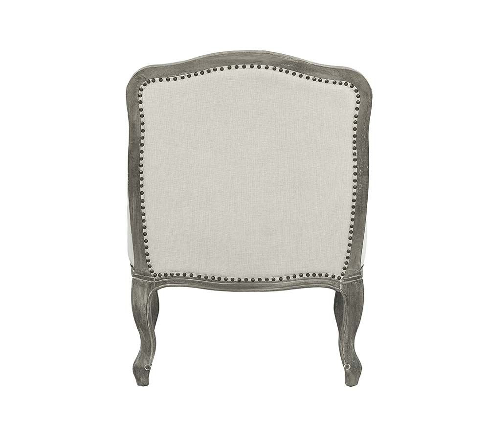 29" Cream and Brown Linen Arm Chair And Toss Pillow