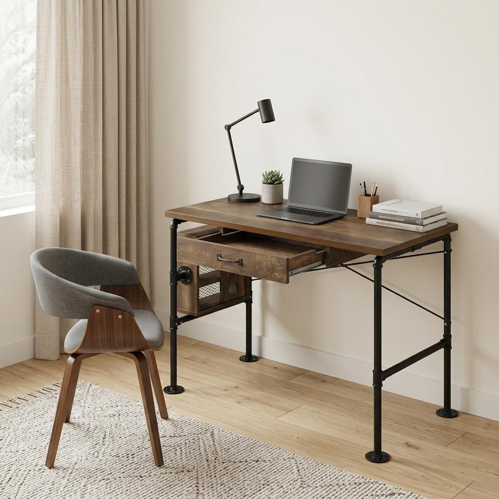 39" Brown and Black Writing Desk