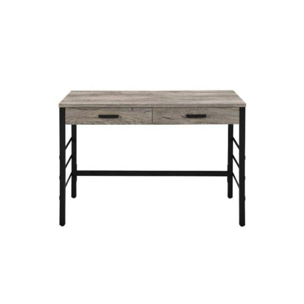 42" Brown and Black Writing Desk With Two Drawers
