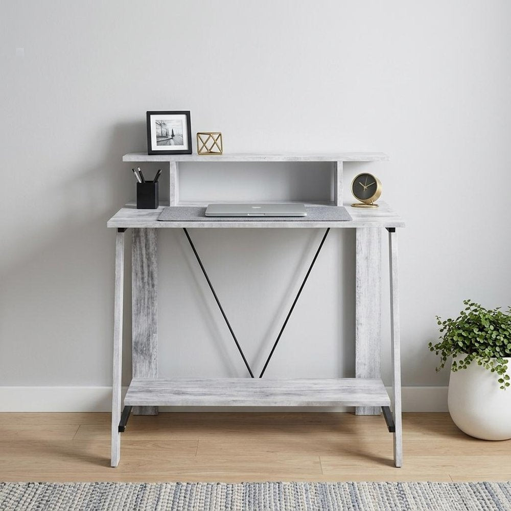 32" Antiqued White Writing Desk