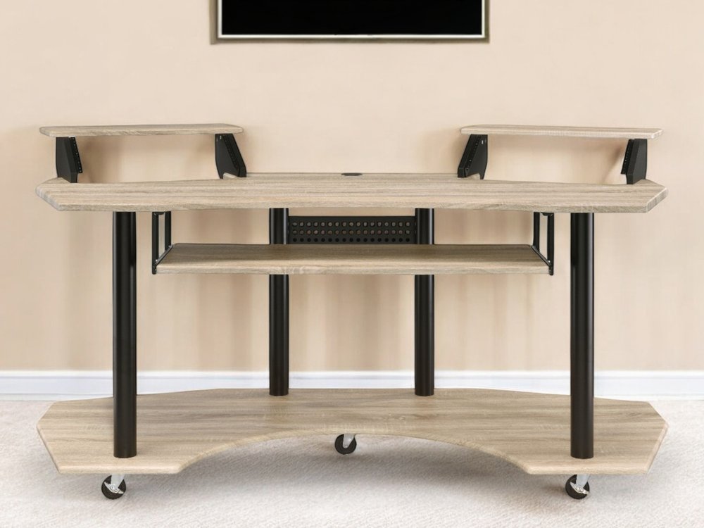 71" Natural and Black Music Recording Studio Desk