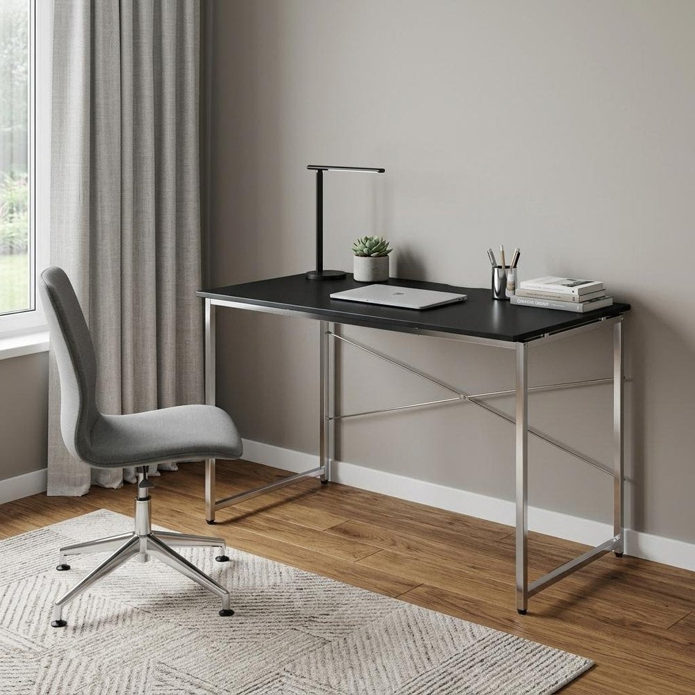 47" Black and Silver Writing Desk