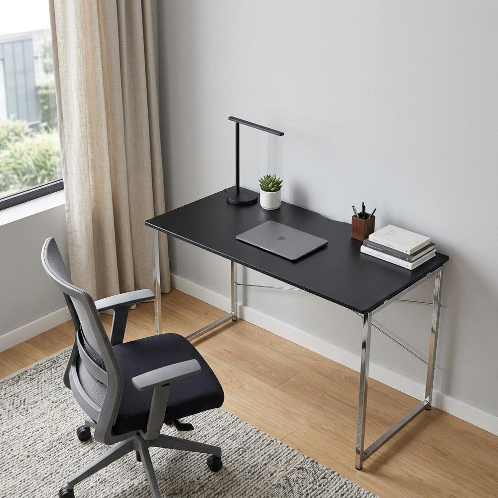 47" Black and Silver Writing Desk