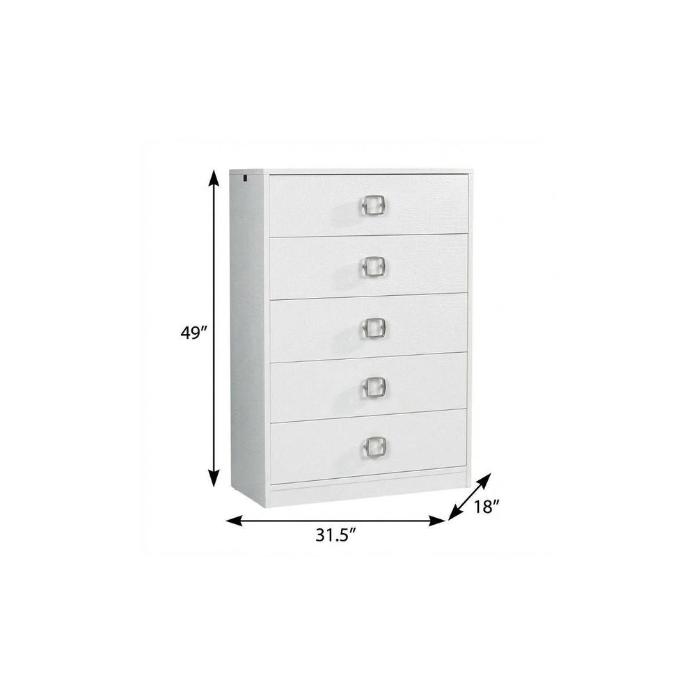 32" White Wood Six Drawer Dresser