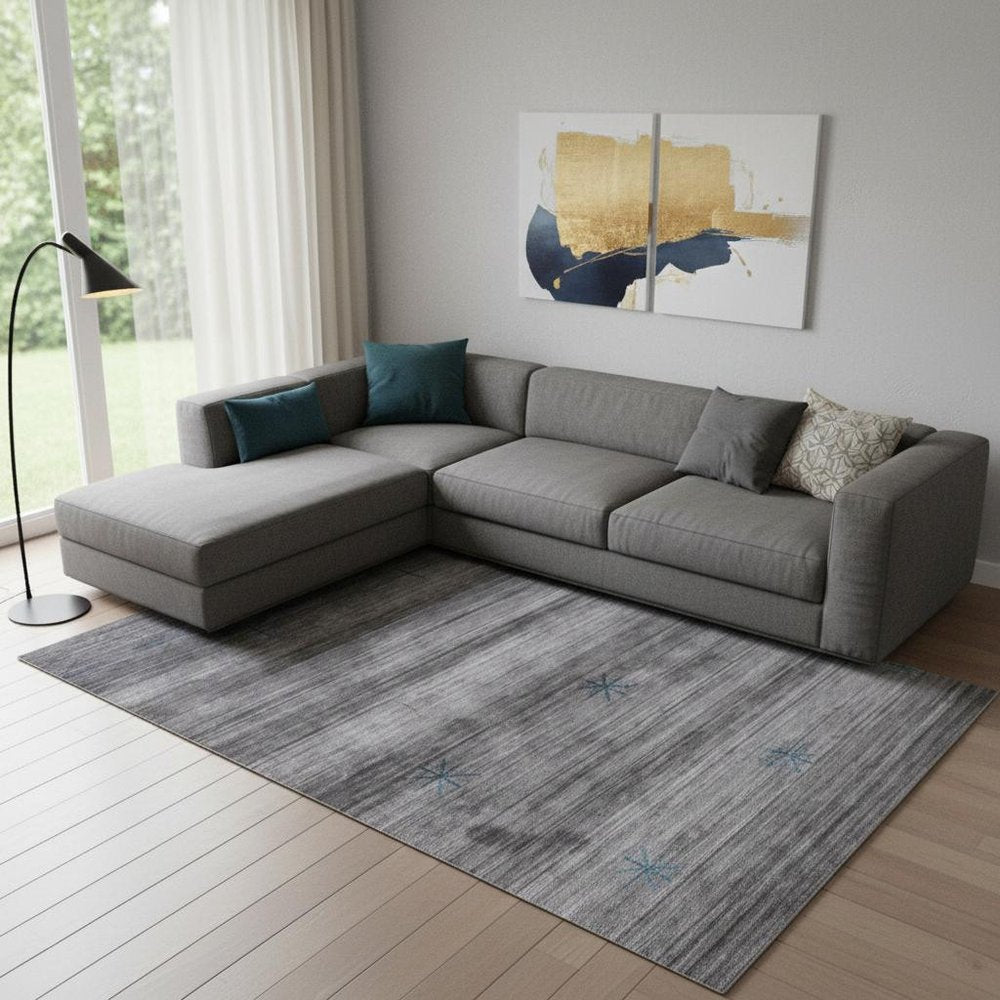 8' X 11' Silver And Blue Ombre Hand Loomed Area Rug