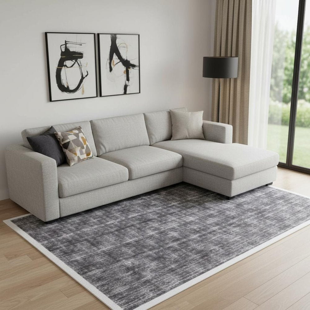 8' X 10' Black And Charcoal Medallion Hand Loomed Area Rug