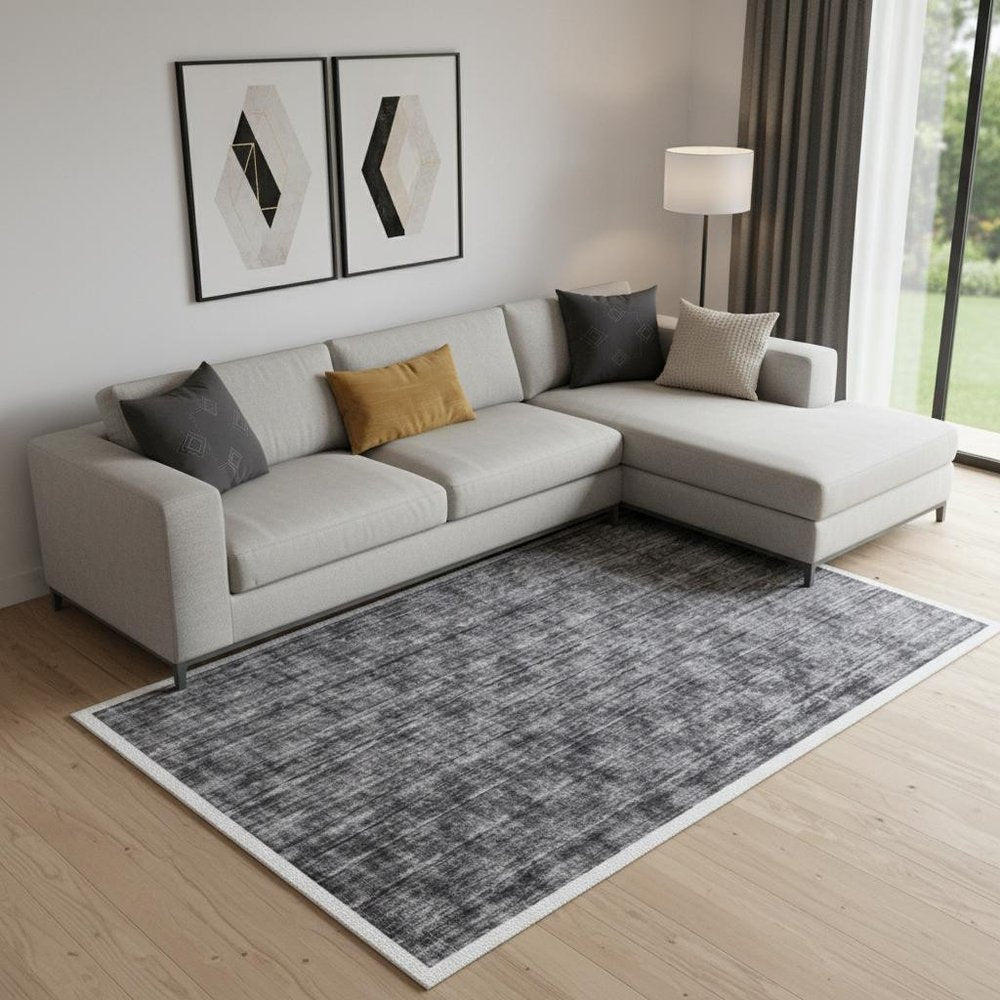 8' X 10' Dark Grey And Silver Medallion Hand Loomed Area Rug