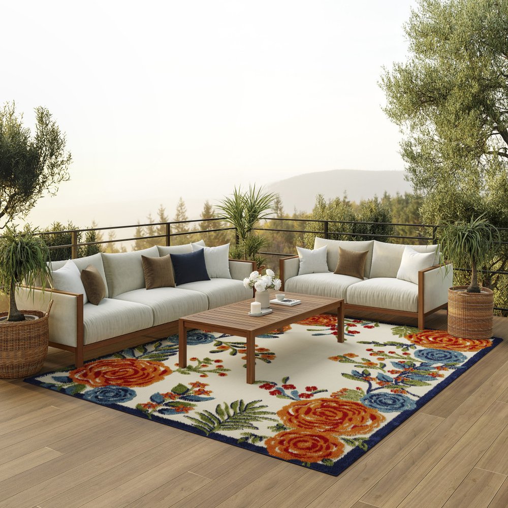 7' X 10' Multicolor Floral Stain Resistant Non Skid Area Rug