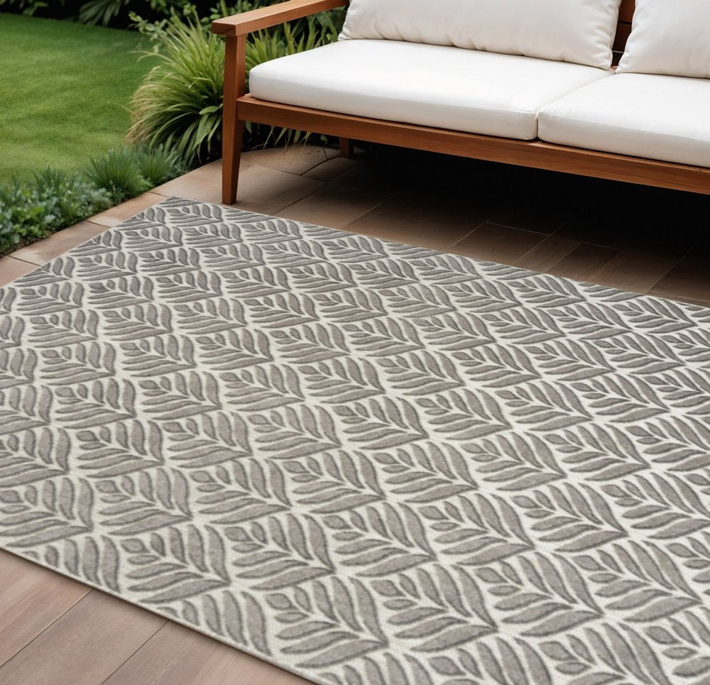6' X 9' Charcoal Floral Stain Resistant Non Skid Area Rug