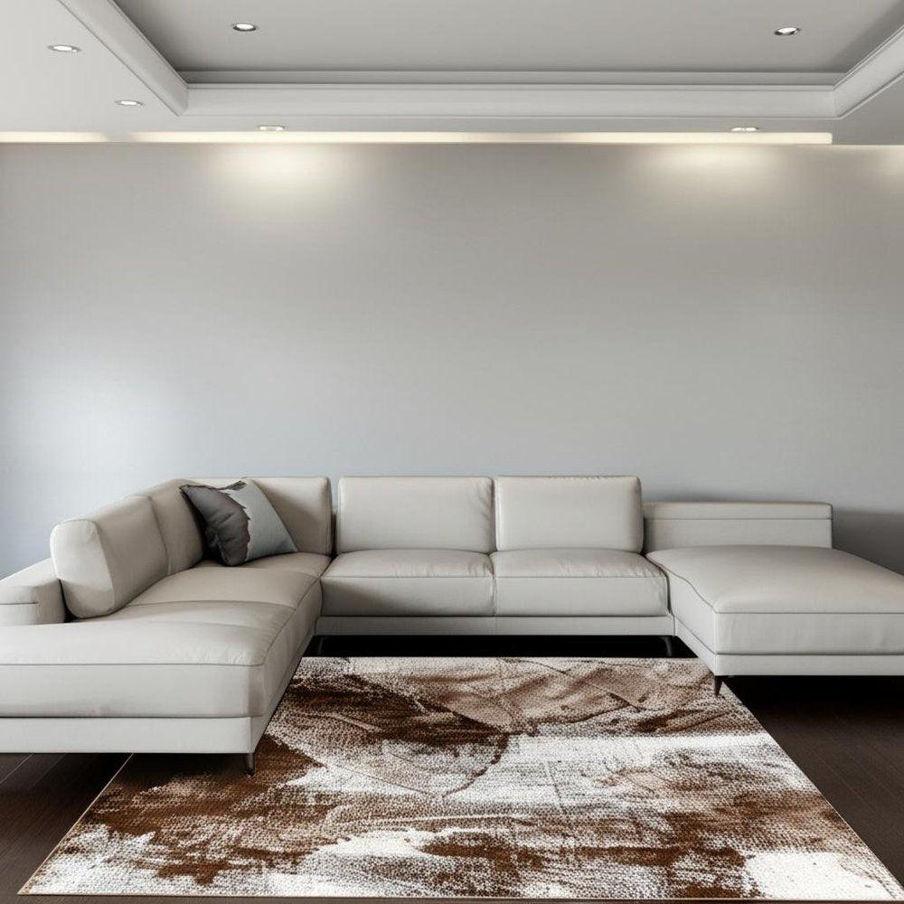 8' X 11' Brown Abstract Area Rug