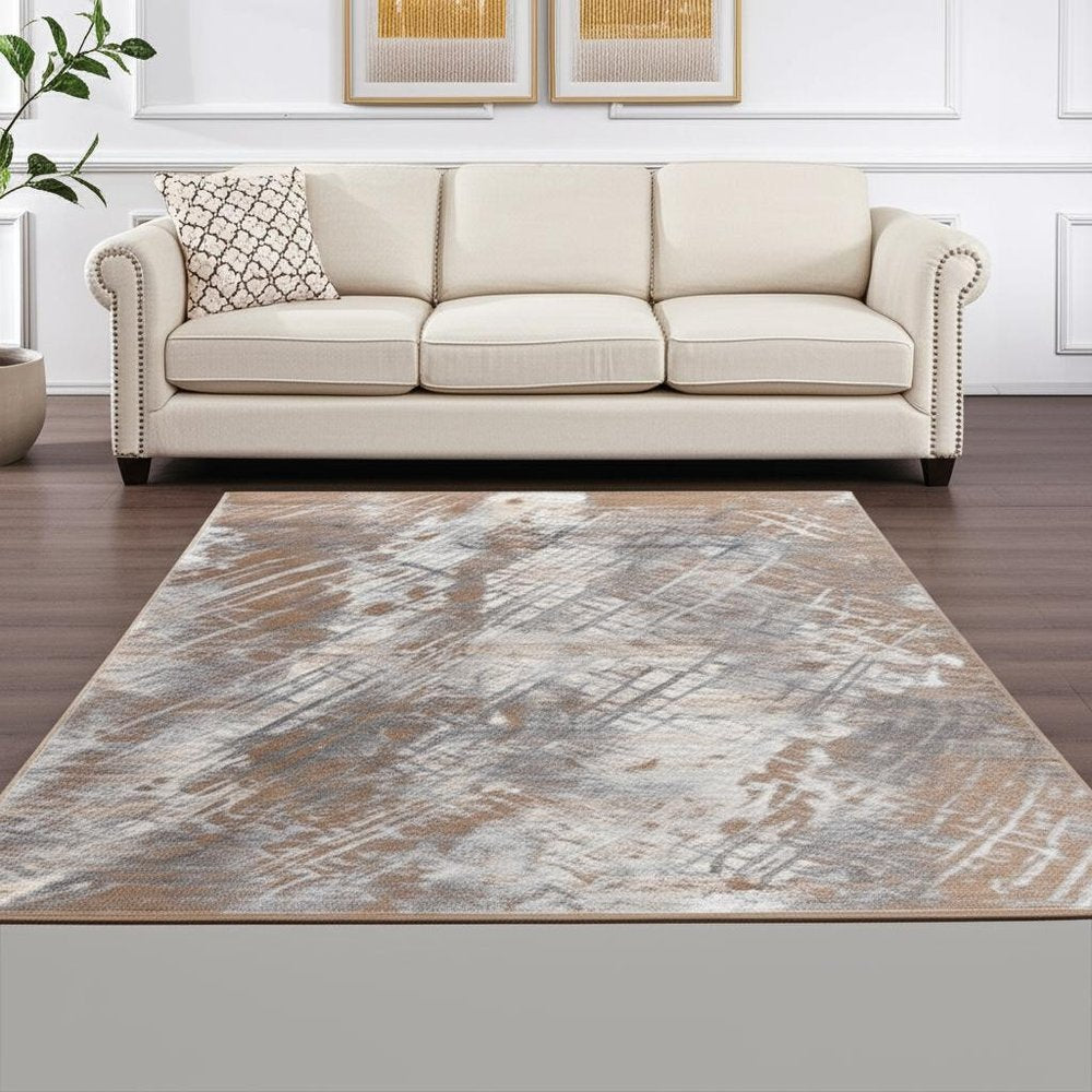 8' X 11' Brown Abstract Area Rug