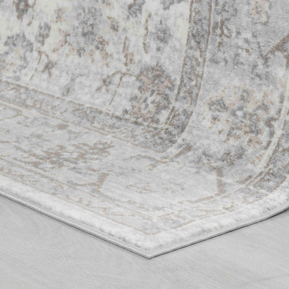 7' X 10' Grey Oriental Area Rug