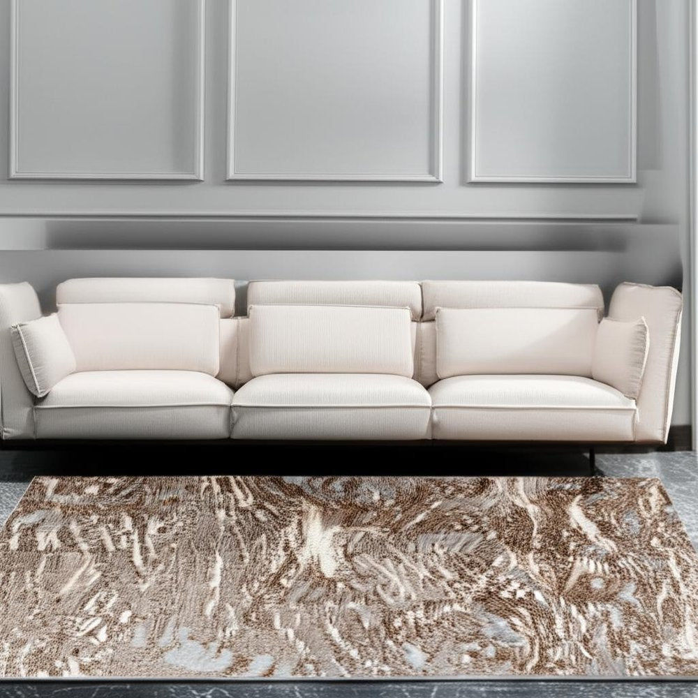 8' X 11' Brown Abstract Area Rug