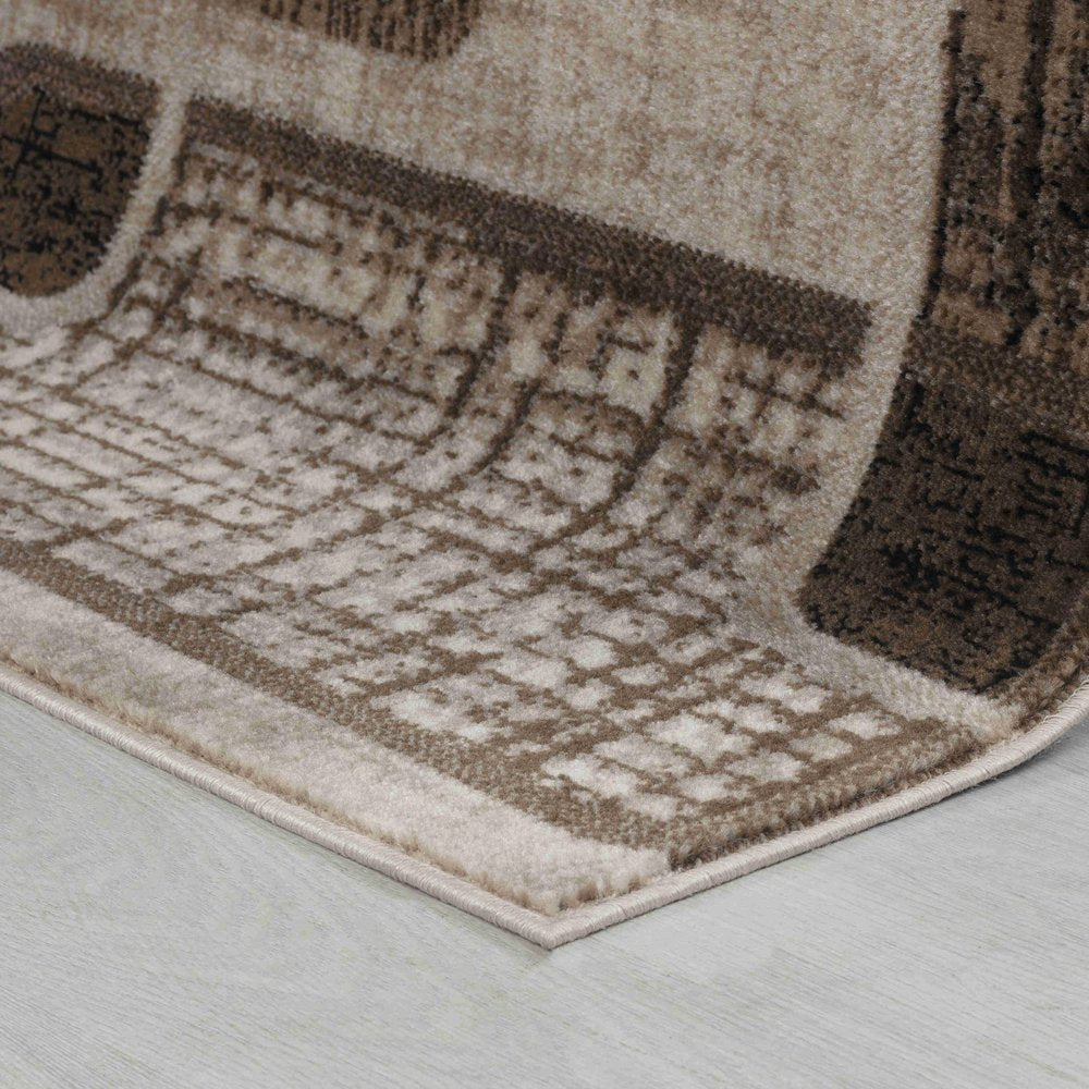 5' X 8' Brown Geometric Area Rug