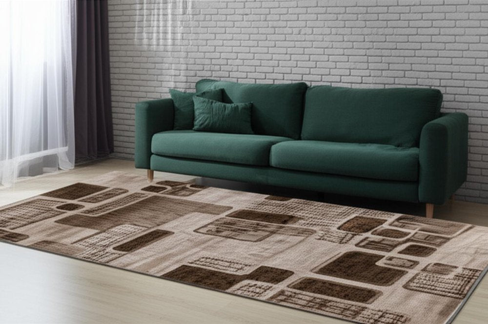 5' X 8' Brown Geometric Area Rug