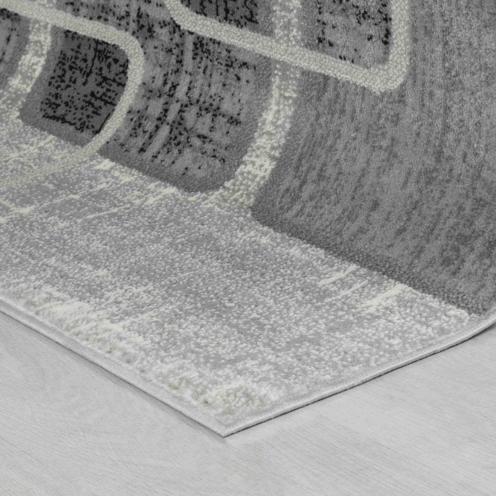8' X 11' Grey Geometric Area Rug