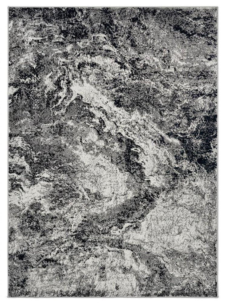 5' X 7' Gray And Black Abstract Distressed Area Rug