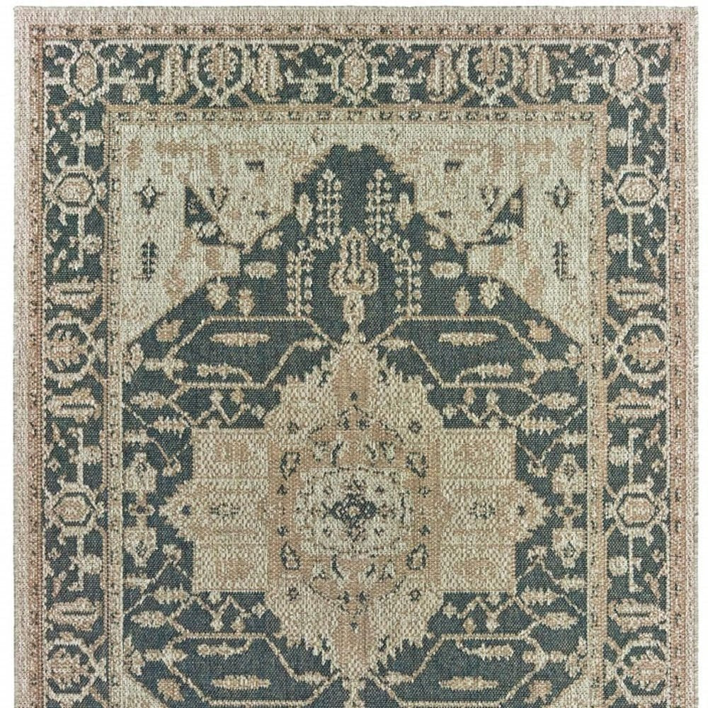 8' X 10' Gray Oriental Stain Resistant Indoor Outdoor Area Rug