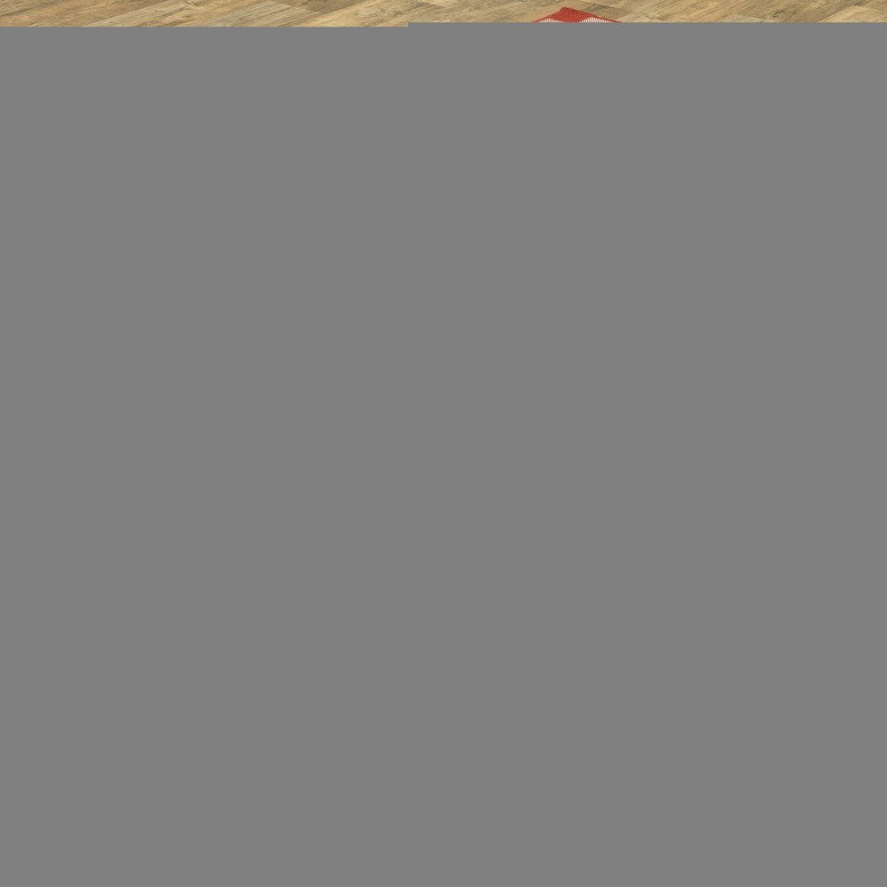 5' X 8' Red and Ivory Geometric Stain Resistant Indoor Outdoor Area Rug