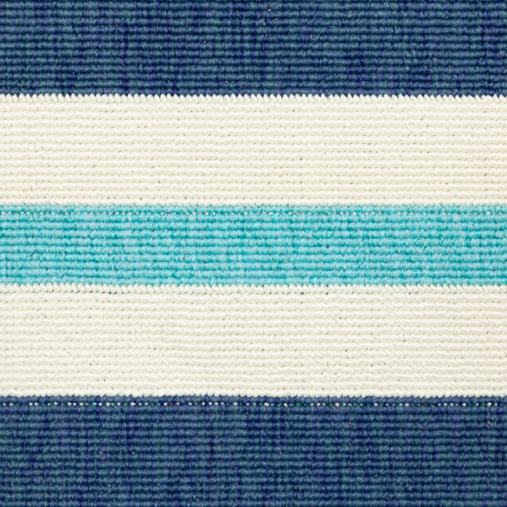 5' X 8' Blue and Ivory Geometric Stain Resistant Indoor Outdoor Area Rug