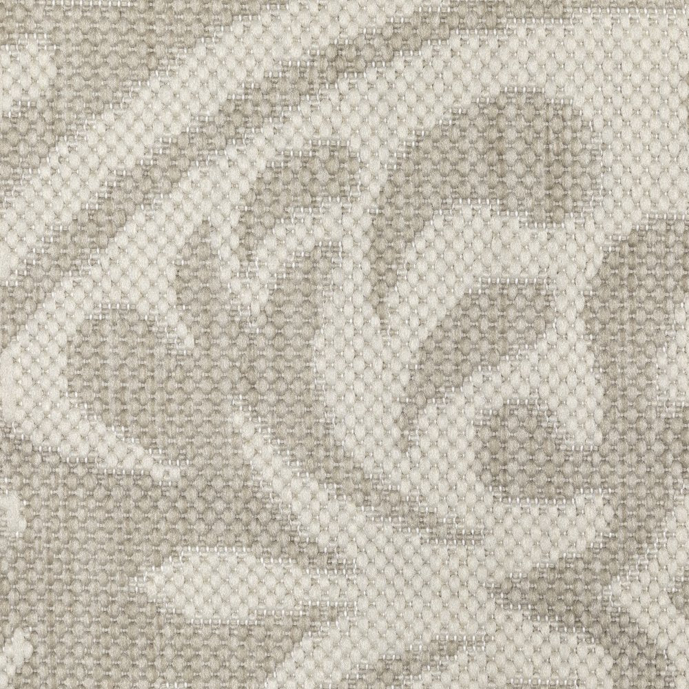 7' X 9' Gray and Ivory Floral Stain Resistant Indoor Outdoor Area Rug
