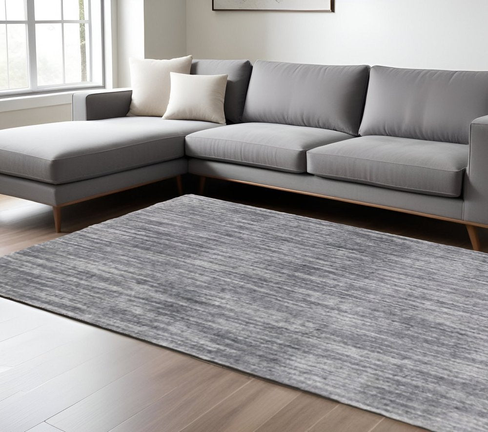 10' X 13' Grey Shag Power Loom Stain Resistant Area Rug