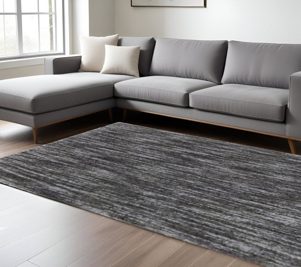 10' X 13' Charcoal Shag Power Loom Stain Resistant Area Rug