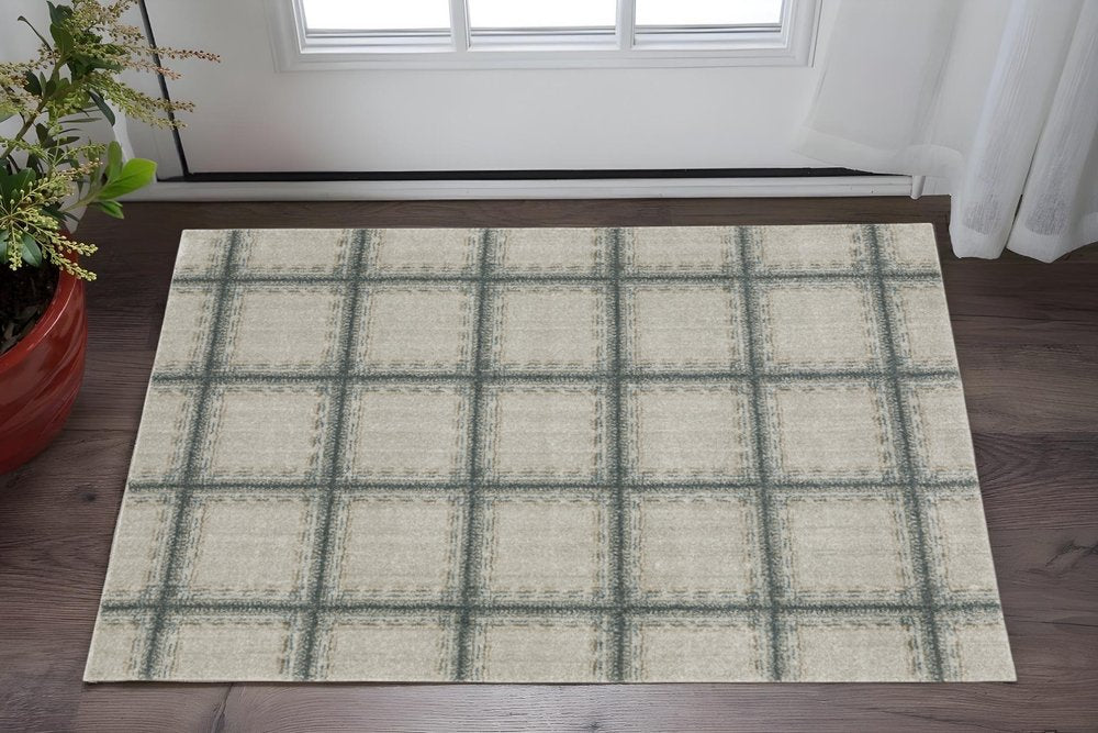 3' X 5' Gray Geometric Power Loom Area Rug