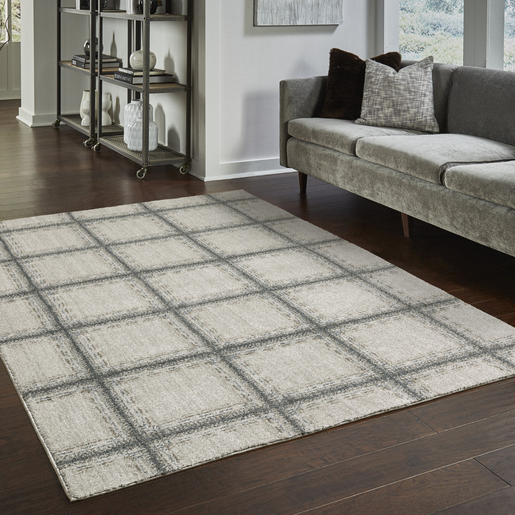 7' X 10' Gray Geometric Power Loom Area Rug