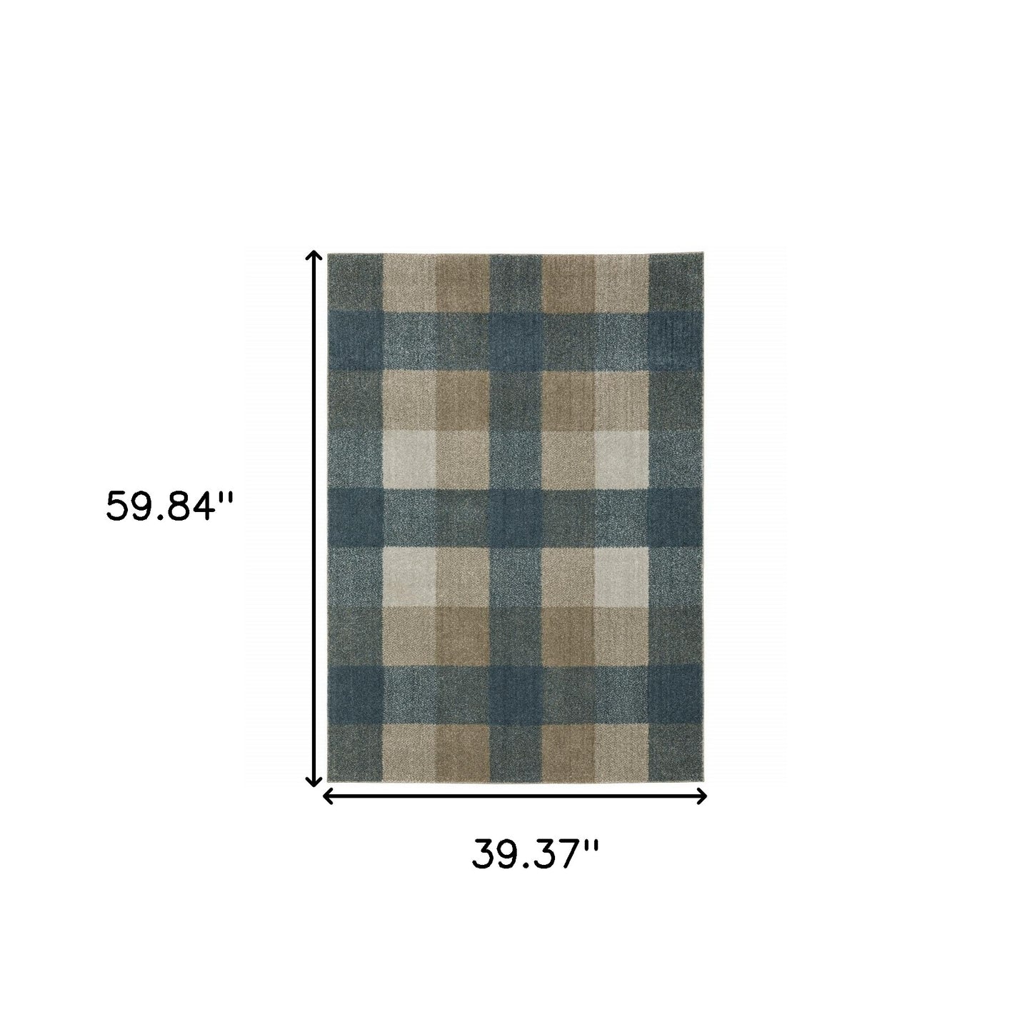 3' X 5' Blue And Beige Geometric Distressed Area Rug