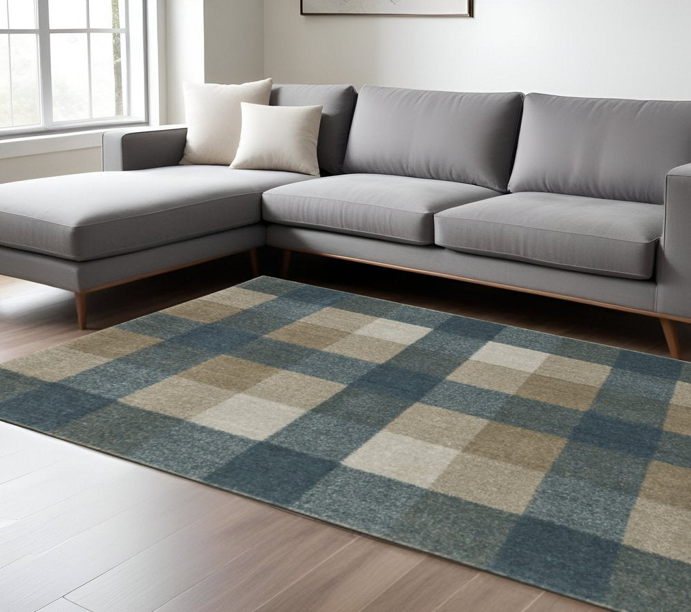 7' X 10' Tan and Gray Geometric Power Loom Area Rug