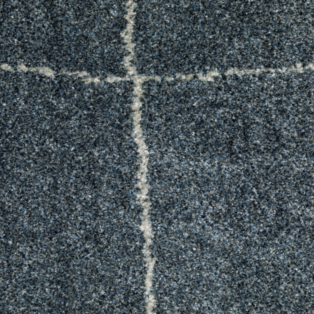 3' X 5' Blue And Beige Geometric Distressed Area Rug