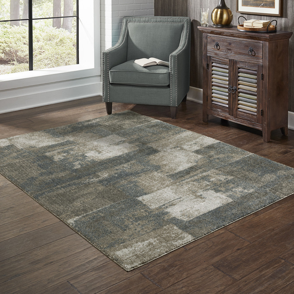 5' X 8' Teal Blue Geometric Power Loom Area Rug