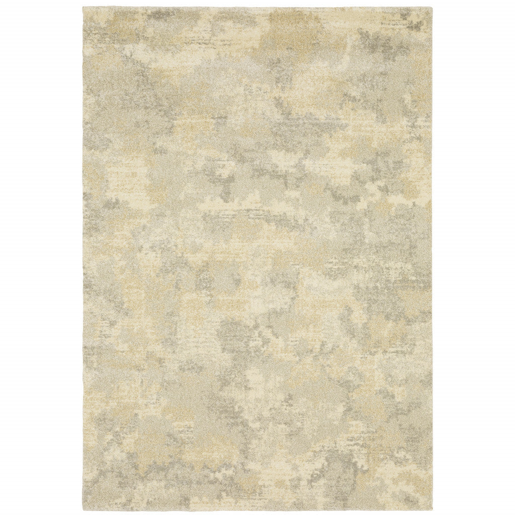 10' X 13' Grey Ivory Beige And Taupe Abstract Power Loom Stain Resistant Area Rug