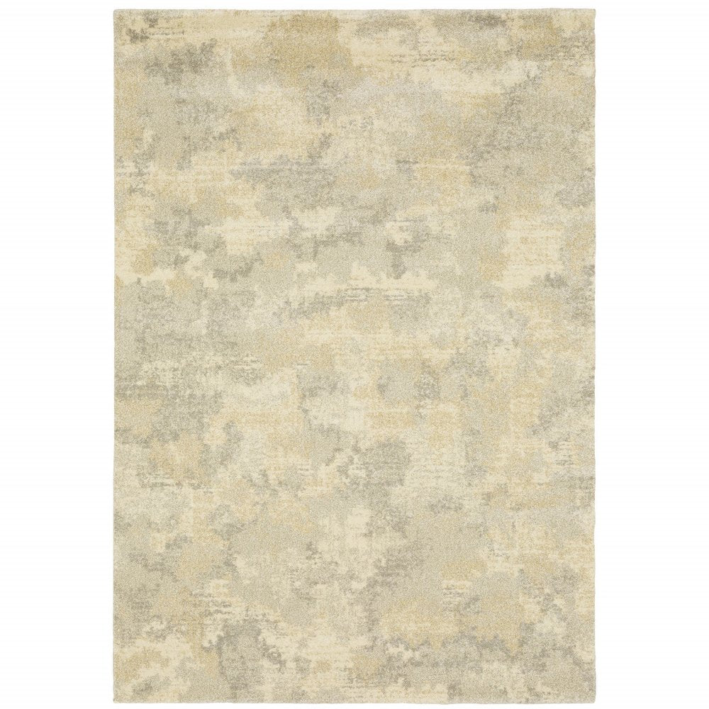 10' X 13' Grey Ivory Beige And Taupe Abstract Power Loom Stain Resistant Area Rug