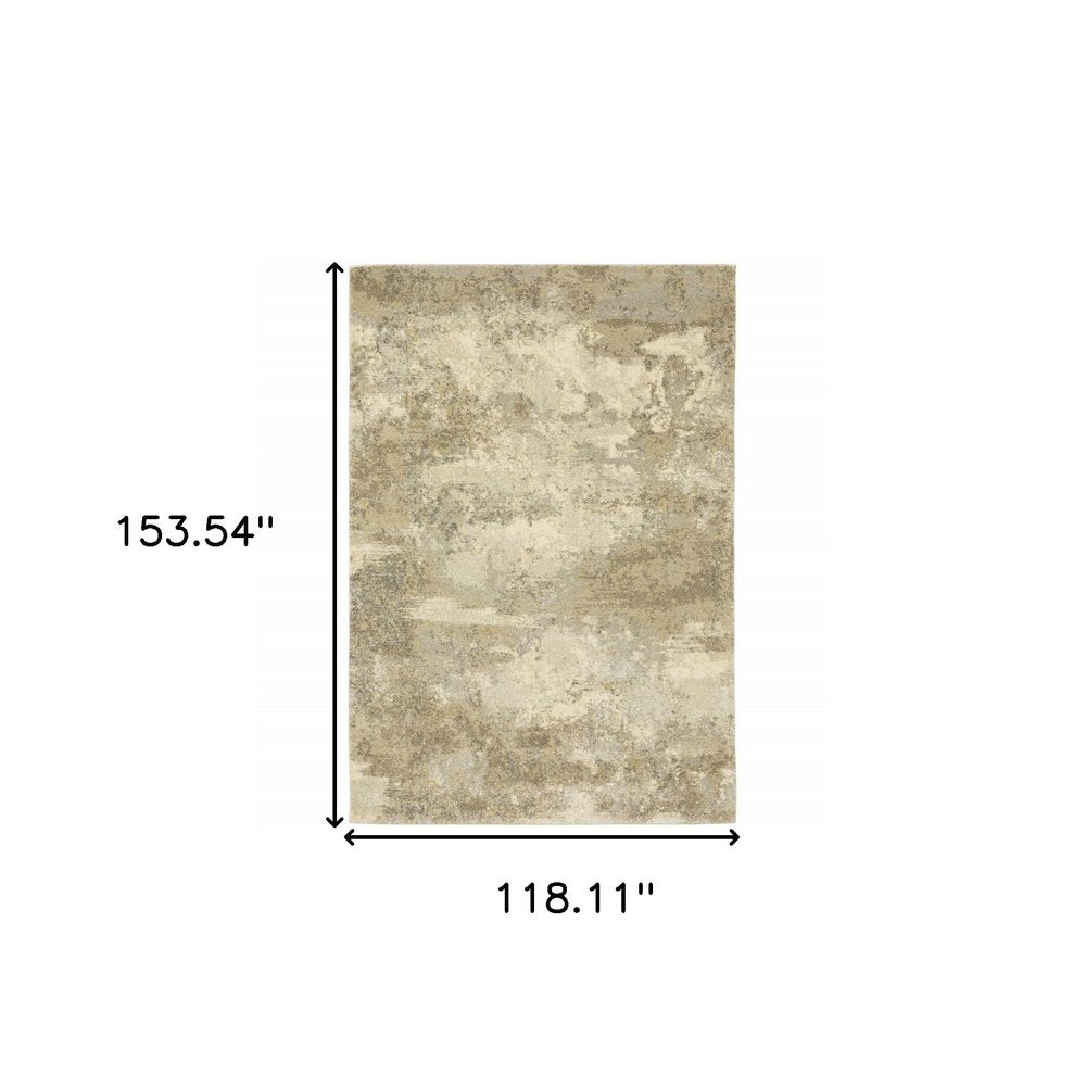 10' X 13' Gold And Beige Abstract Area Rug